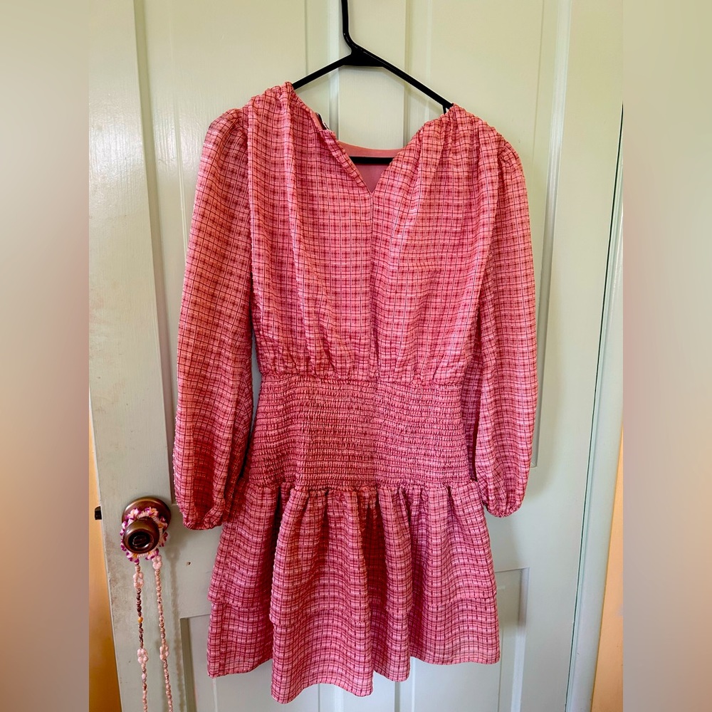 Pink plaid NSR dress perfect for work, Barbiecore brunch dates, and more!